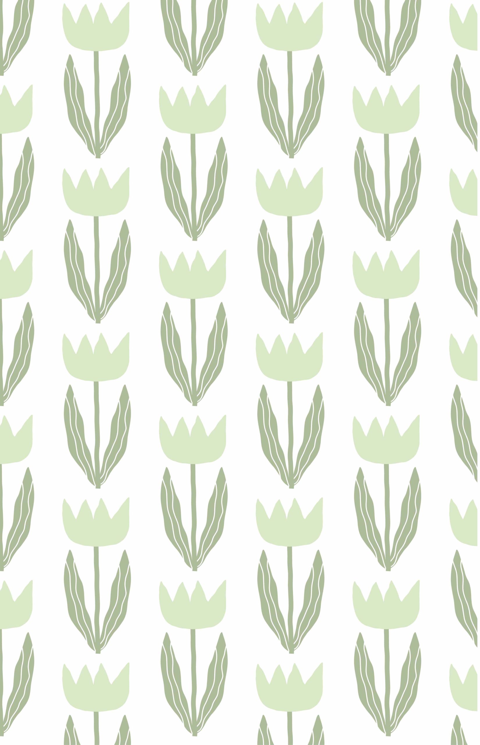 Nº640 :  Tulipes Sauvages - vert - motif N°640 : Tulipes Sauvages - vert - motif