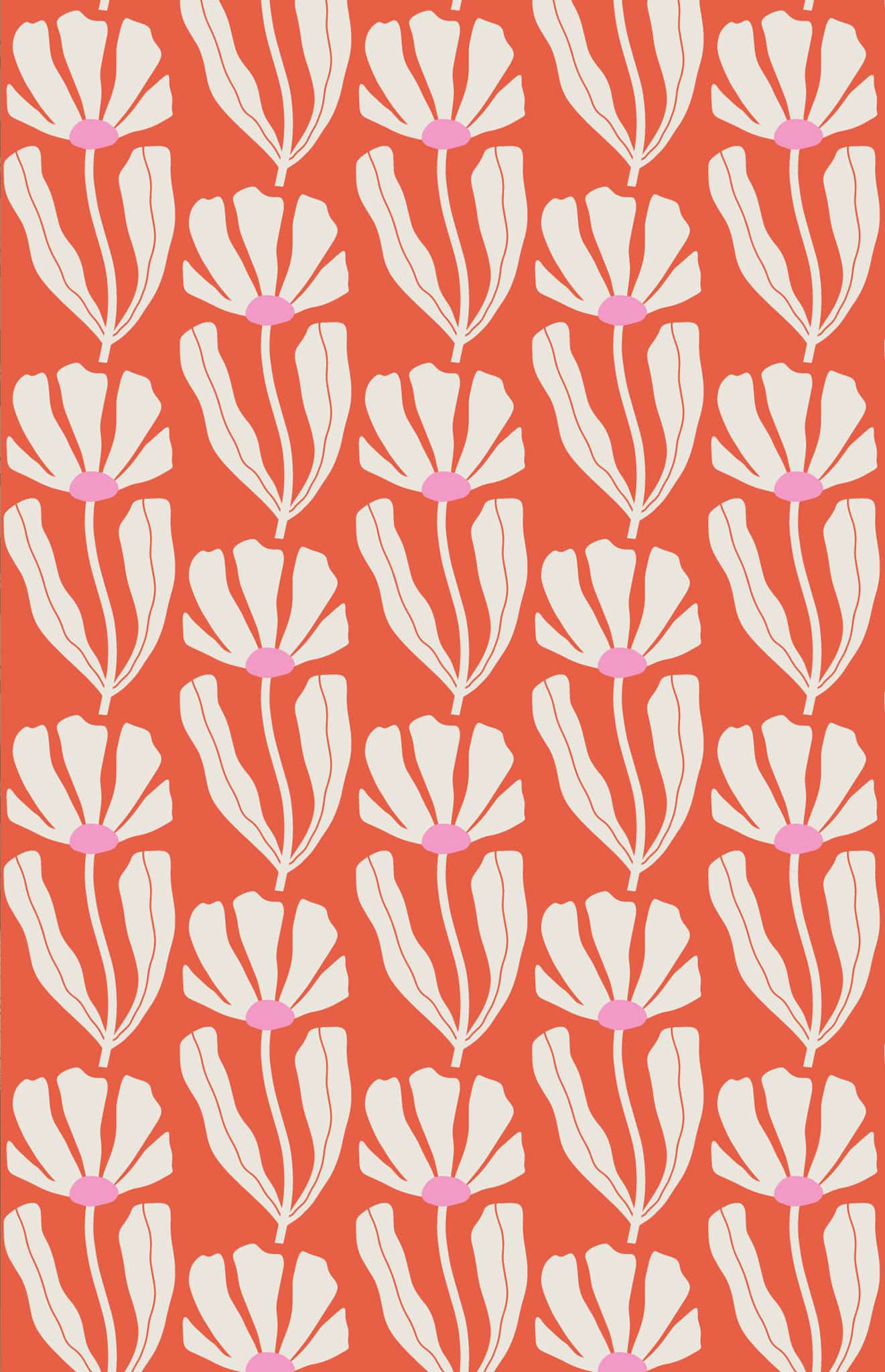 Nº634 :  Bloom Rétro  - rouge - motif N°634 : Bloom Rétro - rouge - motif