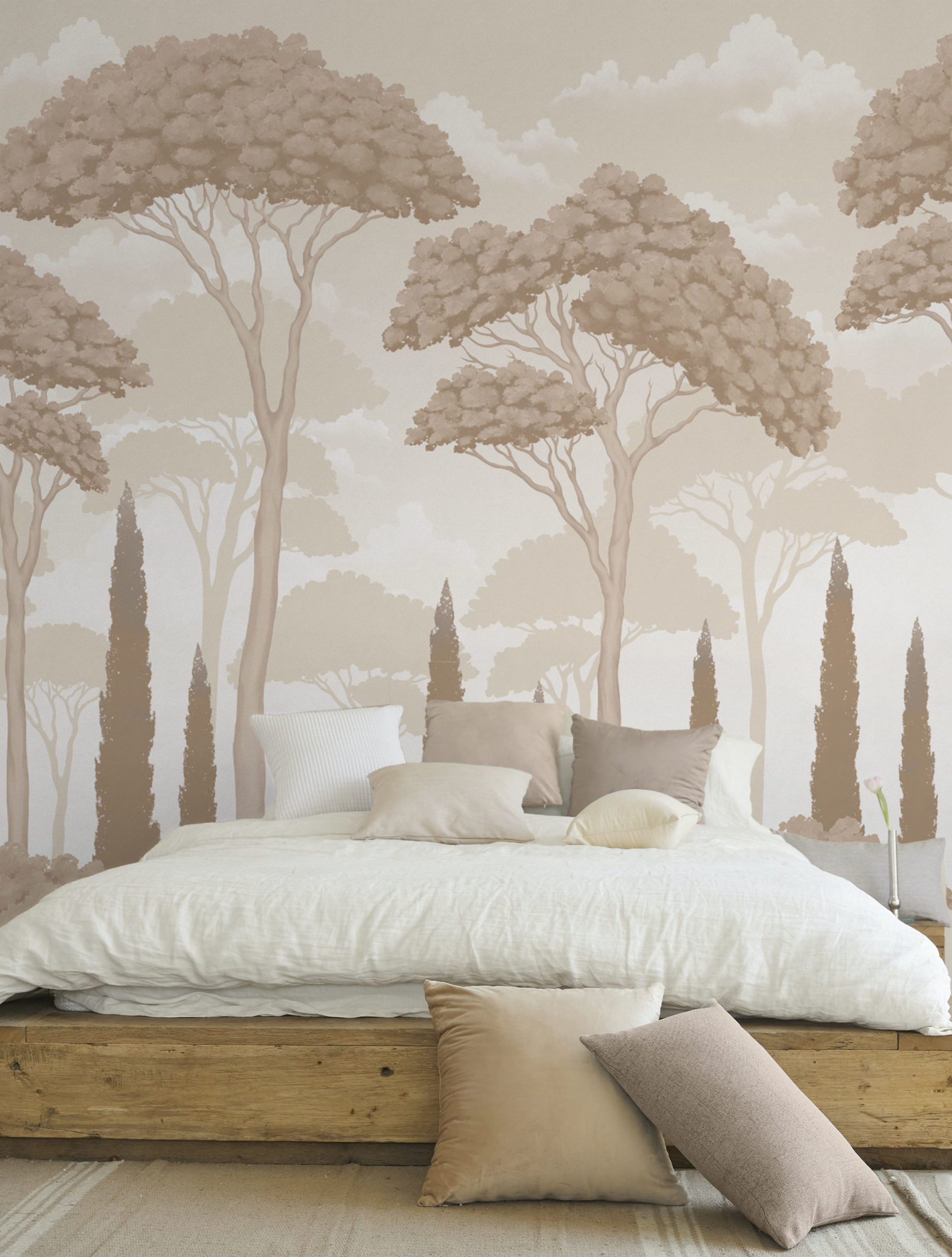 Nº652 : Árboles del Edén - beige - dormitorio N°652 : Árboles del Edén - beige - dormitorio