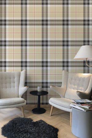 N°654 : Tartan Coloré - beige - salon