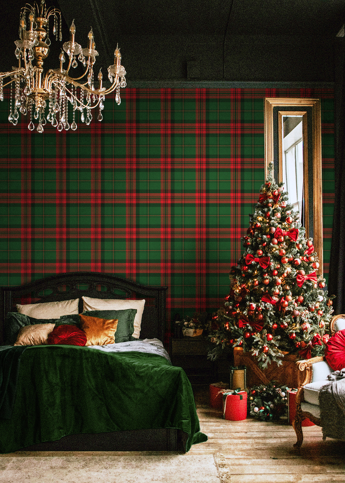 N°654 : Tartan Coloré - vert - chambre