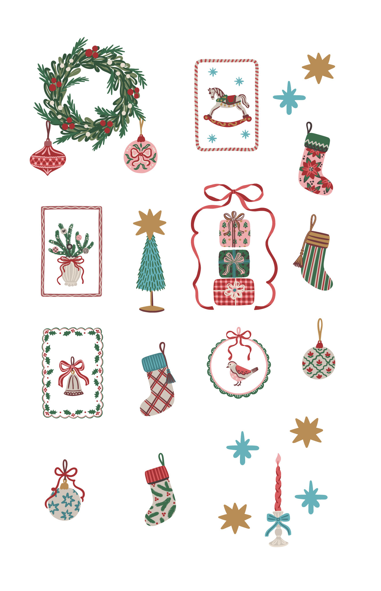 sticker noel patchwork motif