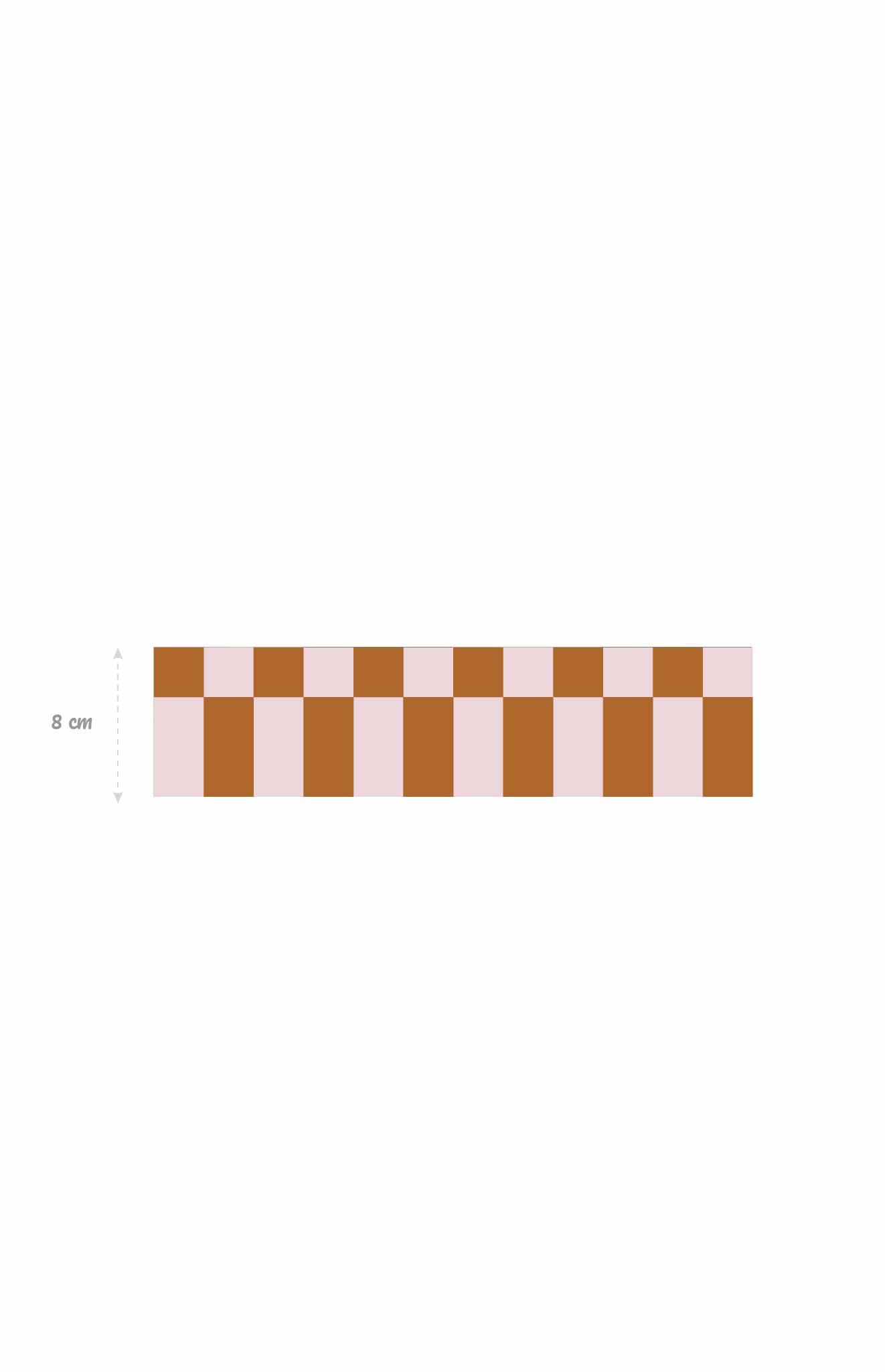 size_1-20 Frise Damier Bicolore rose et orange, largeur 8 cm