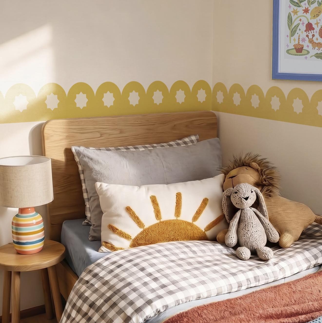 Frise murale Round étoile jaune dans une chambre